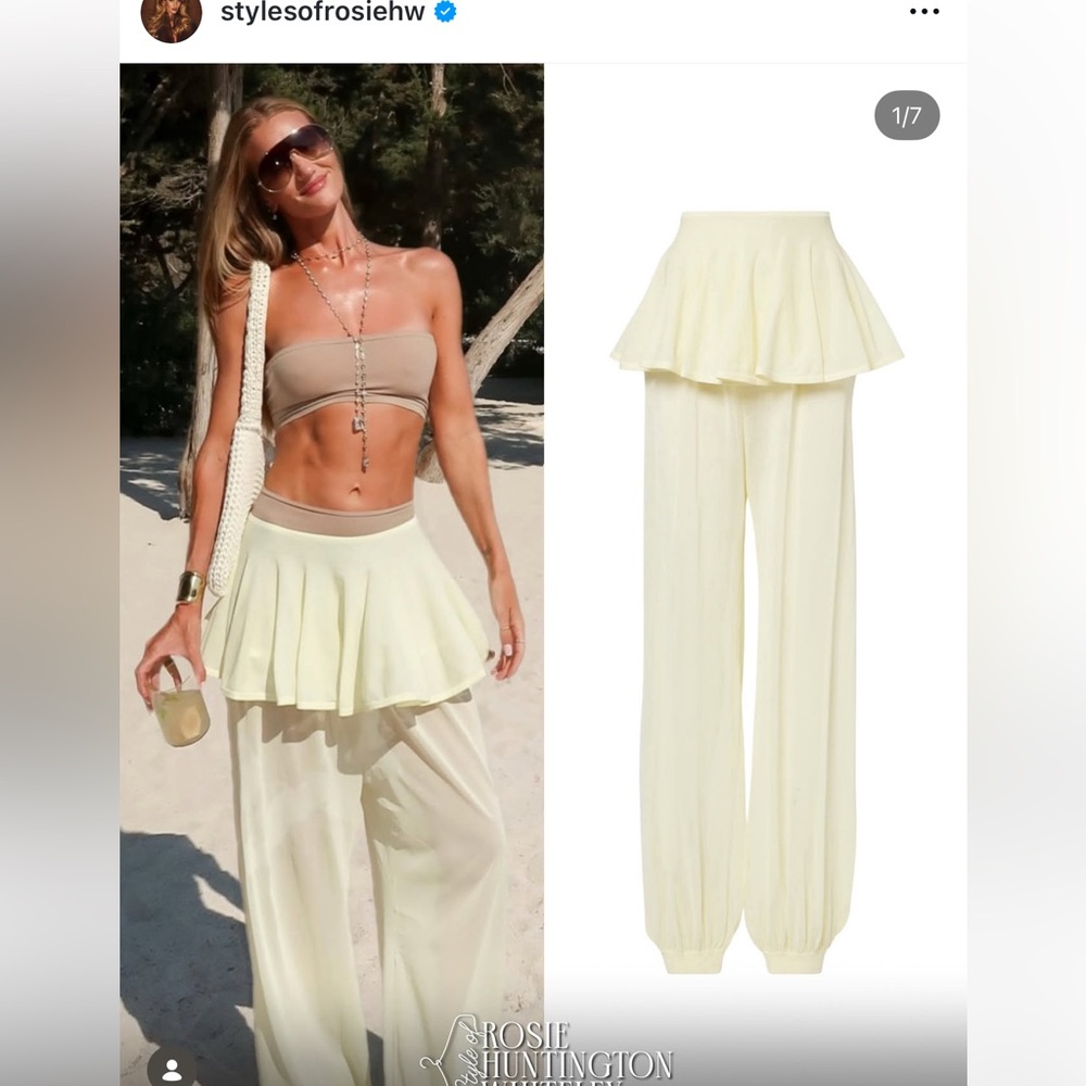 $3390 Alaia yellow sheer balloon peplum pants